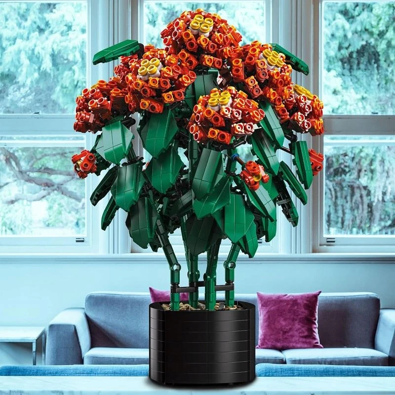 Domoda Statybiniai blokeliai Gėlės Puokštė 3D Gėlė Lantana Camara 1614 vnt.