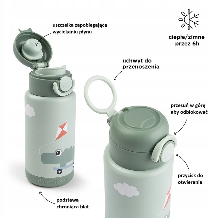 Done By Deer Deer Thermal Bottle 340 ml Playground Žalias