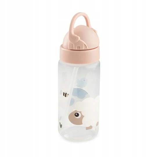 Done by Deer gertuvė su šiaudeliu Tiny Farm, 350ml, rausva