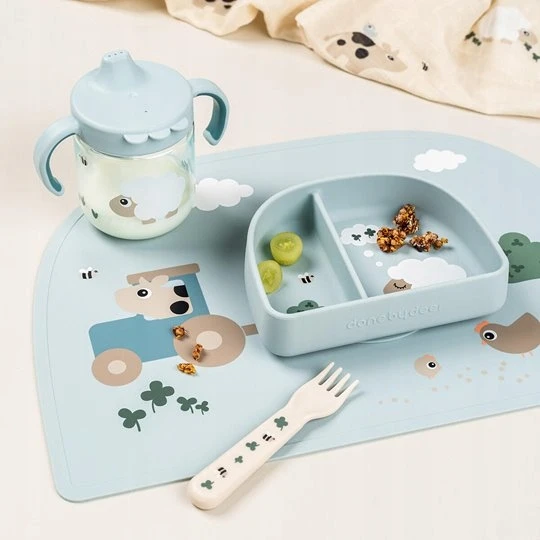 Done By Deer Padarė Deer Silicone Table Pad Tiny Farm Mėlyna