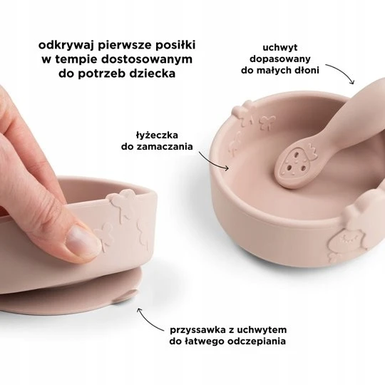 Done By Deer Padarė Deer Silikoninis dubuo su siurbimo taurele ir Spoon Sheepy P