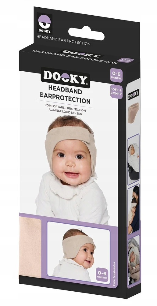 DOOKY vaikiška apsauginė galvos juosta, triukšmą slopinančios ausinės, 0-6 mėn