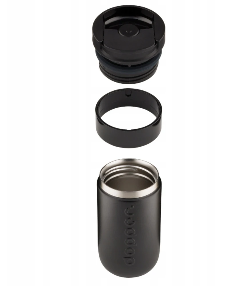 Dopper Travel Mug 300ml Blazing Juodas šiltas šaltas gazuotas