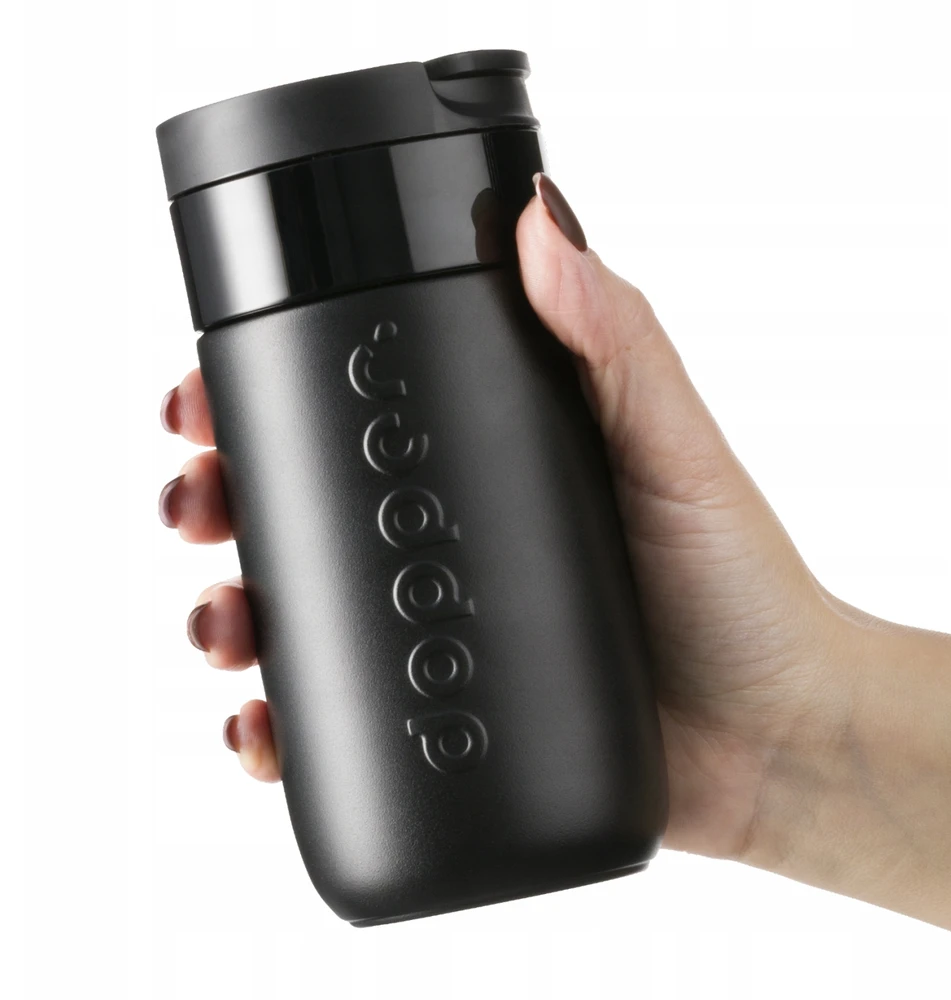 Dopper Travel Mug 300ml Blazing Juodas šiltas šaltas gazuotas