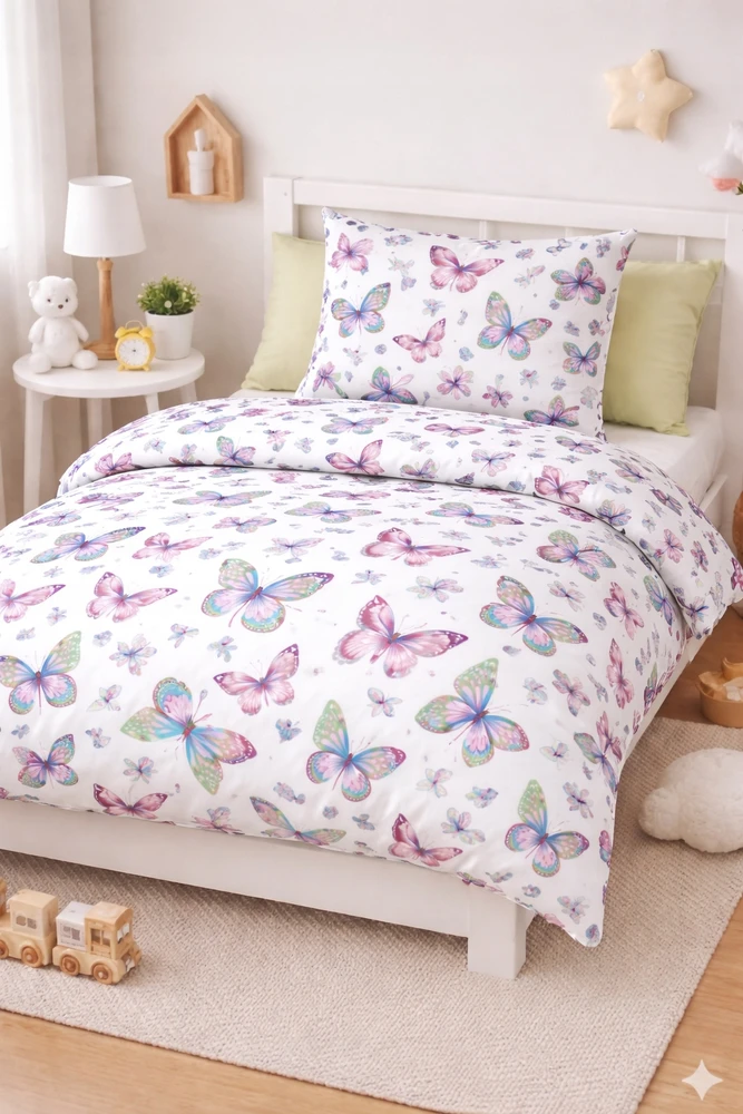 Doratex VAIKŲ PATALYS 120x160 MERGAITEI, COTTON POLAND PREMIUM BUTTERFLY