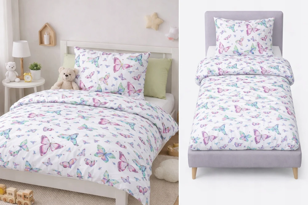 Doratex VAIKŲ PATALYS 120x160 MERGAITEI, COTTON POLAND PREMIUM BUTTERFLY