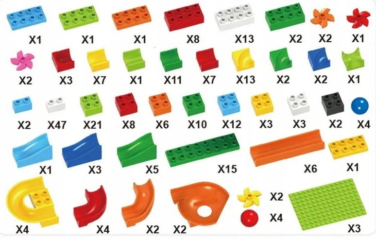 Doris KONSTRUKCINIAI BLOKAI BULLET RACK BULLET ROLLER Didelis labirinto komplektas 248 vnt.