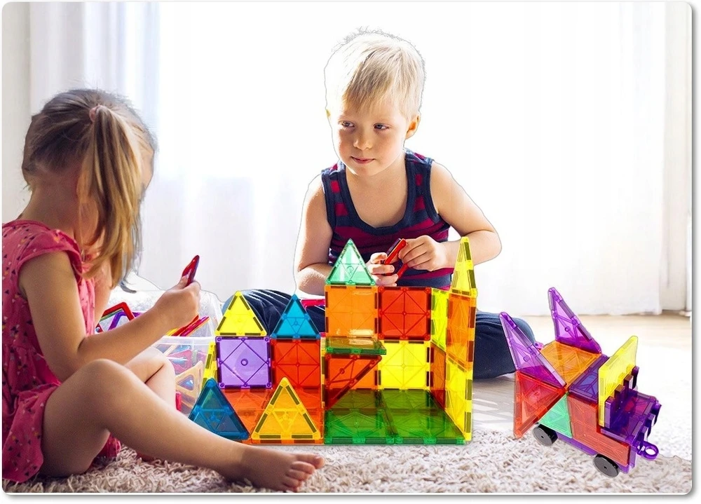 Doris MAGNETINIAI BLOKAI Didelės Magnetinės Plytelės 3D Statybinis rinkinys XXL 100 vnt.