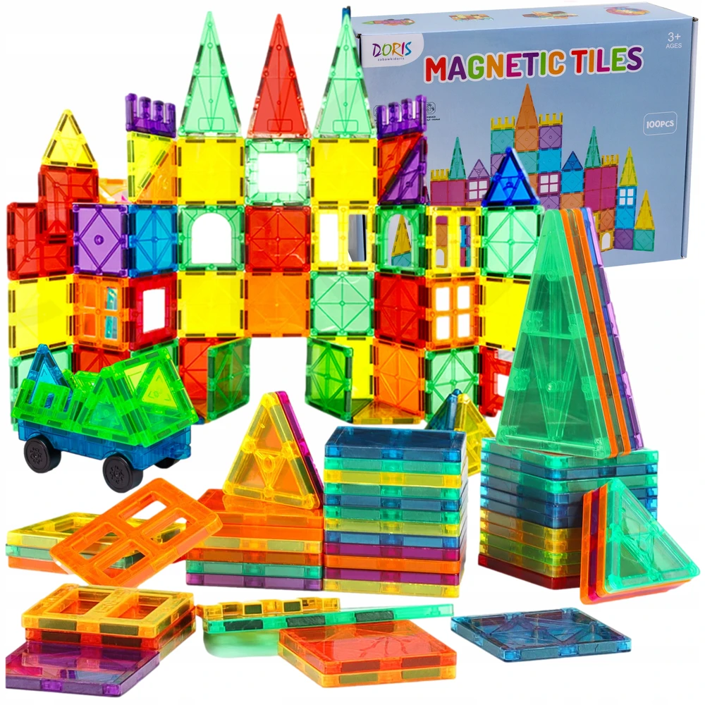 Doris MAGNETINIAI BLOKAI Didelės Magnetinės Plytelės 3D Statybinis rinkinys XXL 100 vnt.