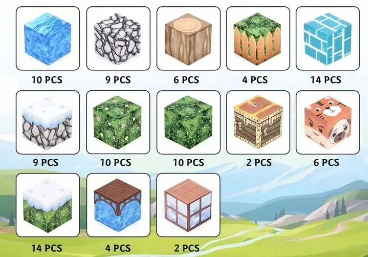 Doris Magnetiniai blokeliai 3D kubeliai kubeliai Pixels Set XL 100 vnt.