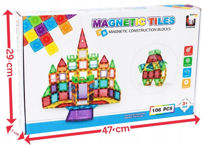 Doris MAGNETINIAI KONSTRUKCINIAI BLOKAI 3D EDUKACINĖ DĖLĖLĖ 106 vnt Mikołajki