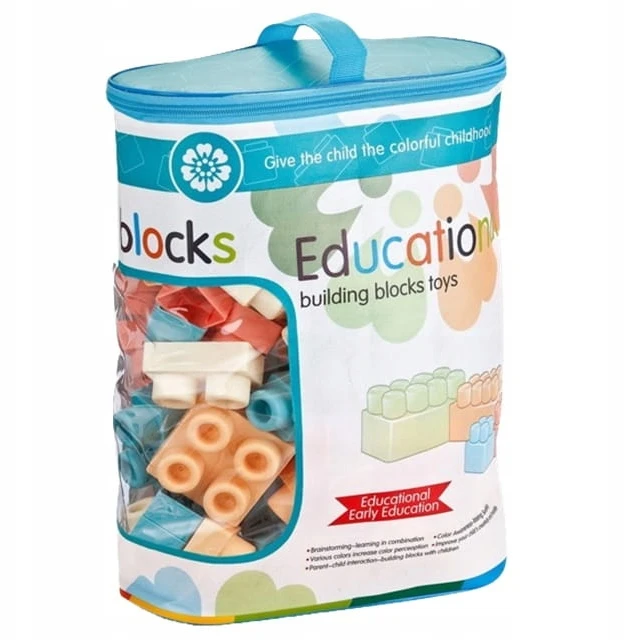 Doris MINKŠTI EDUKACINIAI KONSTRUKCINIAI KLUOKAI, PAsteliniai, MAŽYLIMS, 96 ELEMENTAI.