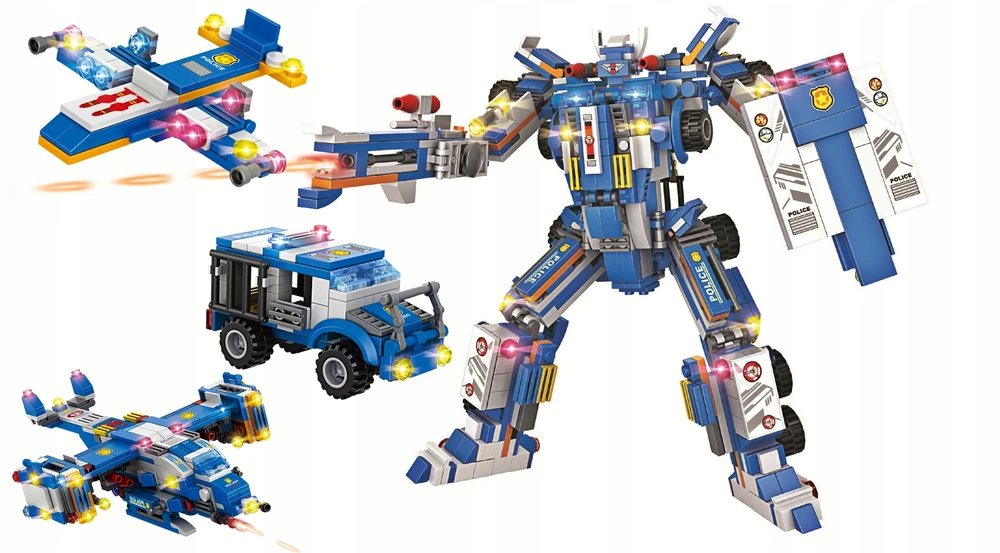 Doris Statybiniai blokai POLICE BIG SET Police Station Robot Cars 824