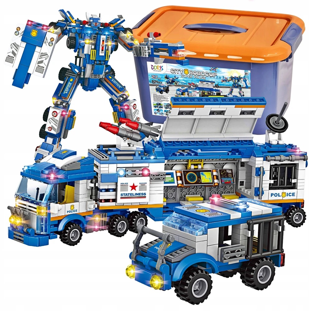 Doris Statybiniai blokai POLICE BIG SET Police Station Robot Cars 824