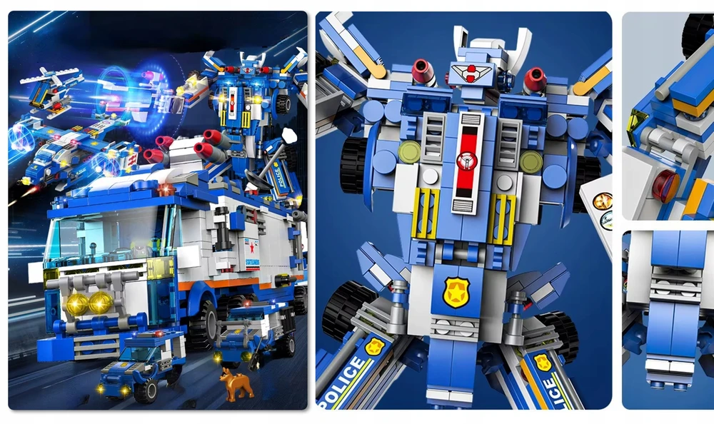 Doris Statybiniai blokai POLICE BIG SET Police Station Robot Cars 824