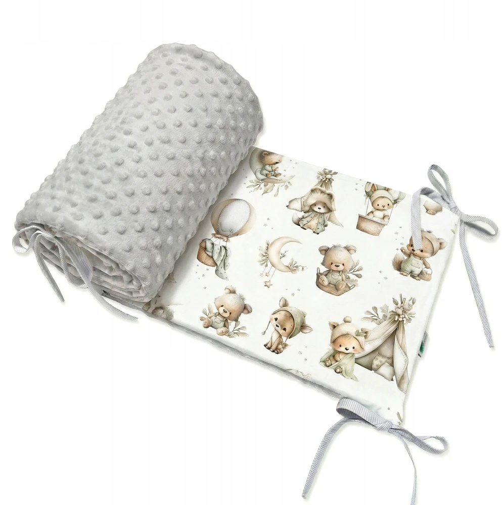 Dot And Panda Ochraniacz do łóżeczka 30x180 PORA NA DOBRANOC Medvilnė Premium MINKY Velvet