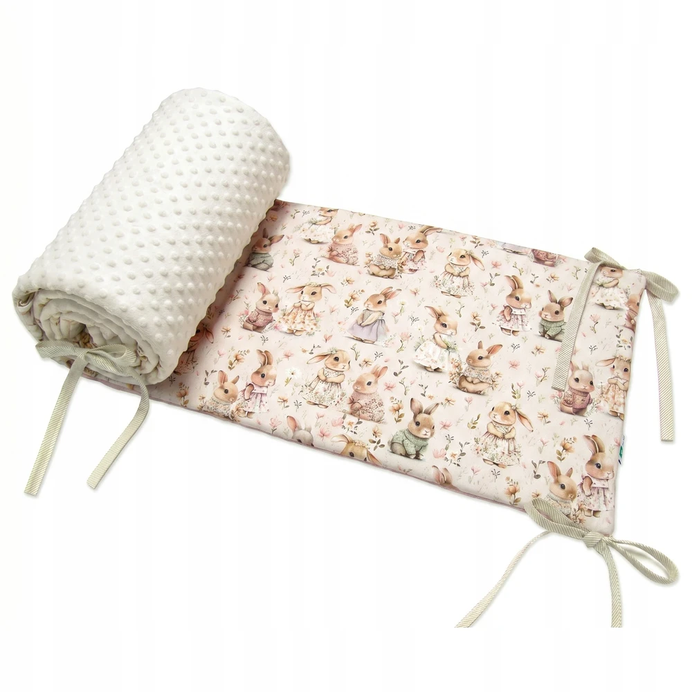 Dot And Panda Ochraniacz do łóżeczka 30x180 KRÓLICZKI Medvilnė Premium MINKY Velvet