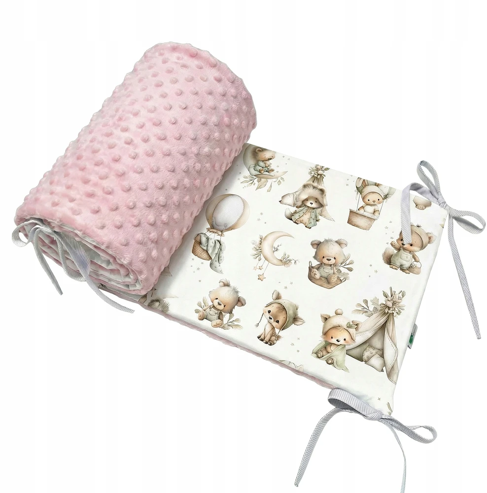 Dot And Panda Ochraniacz do łóżeczka 30x180 PORA NA DOBRANOC Medvilnė Premium MINKY Velvet