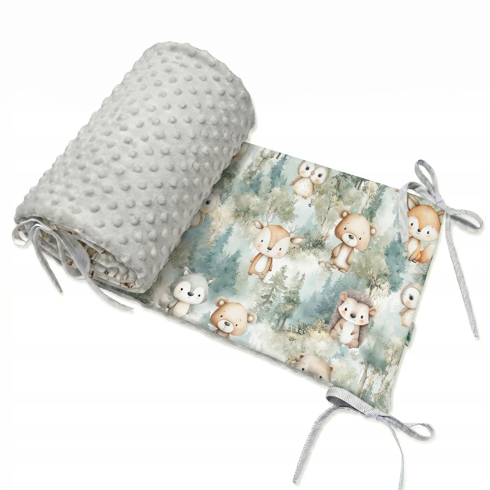 Dot And Panda Ochraniacz do łóżeczka 30x210 MIĘTOWY LAS Medvilnė Premium MINKY Velvet