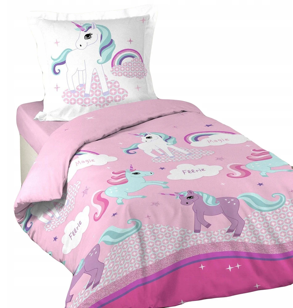Patalynės komplektas Douceur Dinterieur VAIKŲ PATALYS MERGAITĖMS 140x200 ROŽINĖ MEDVILNĖ LICORNE