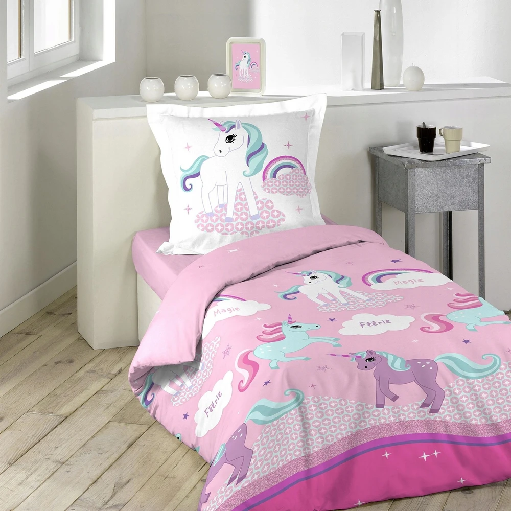 Patalynės komplektas Douceur Dinterieur VAIKŲ PATALYS MERGAITĖMS 140x200 ROŽINĖ MEDVILNĖ LICORNE