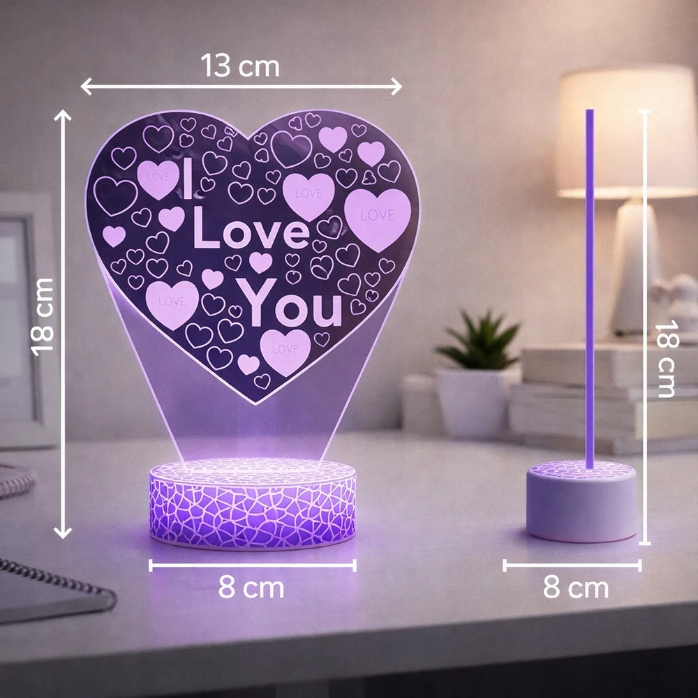 Doup Naktinė lempa LED 3D SERCE PREZENT NASTROJOWE STYLOWE OŚWIETLENIE SYPIALNI