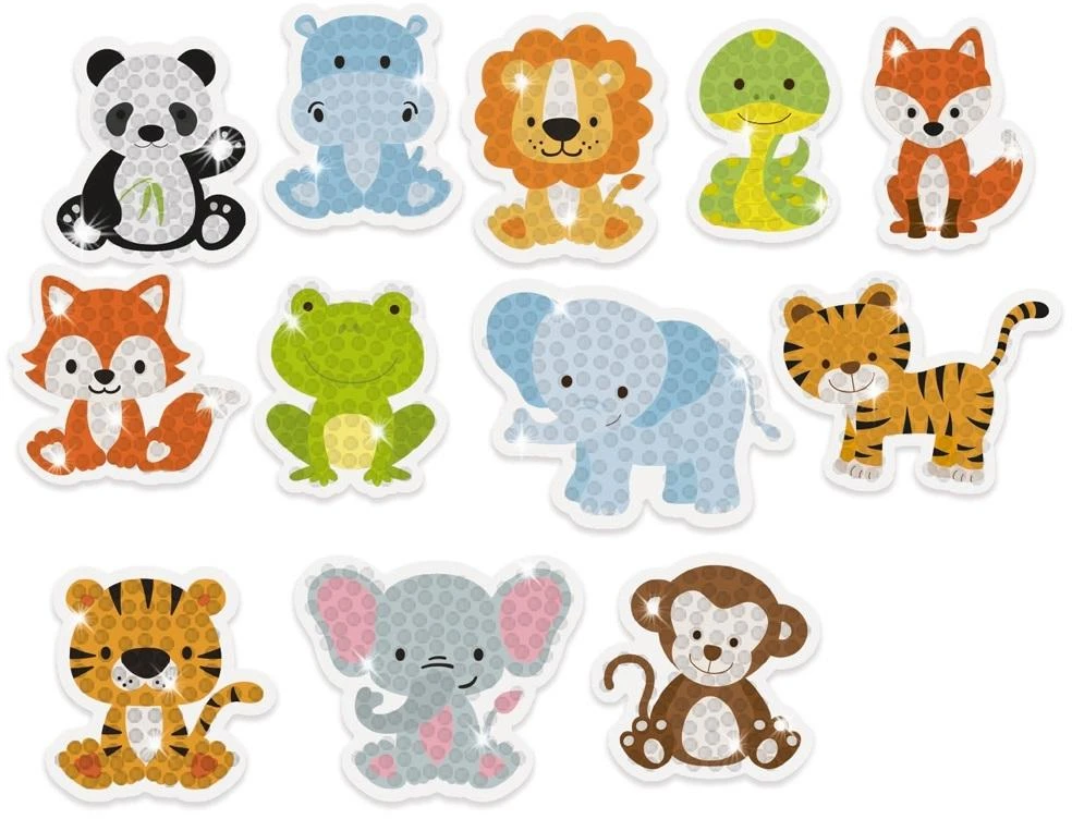 DpCraft deimantiniai siuvinėjimo lipdukai CREATIVE SET - Gyvūnai, 12 vnt.