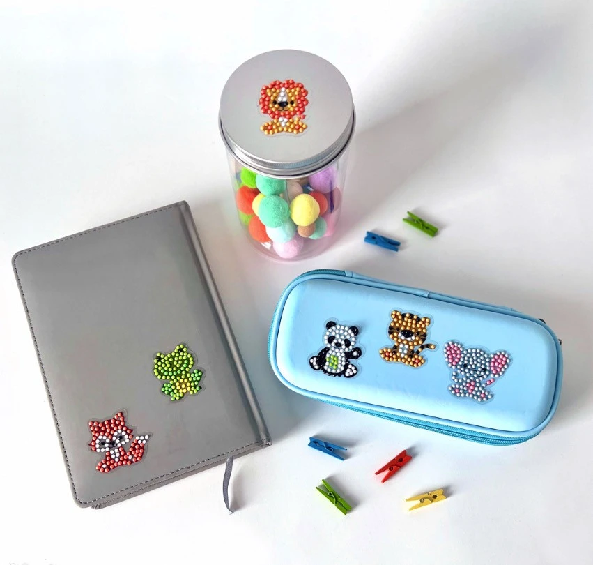 DpCraft deimantiniai siuvinėjimo lipdukai CREATIVE SET - Gyvūnai, 12 vnt.