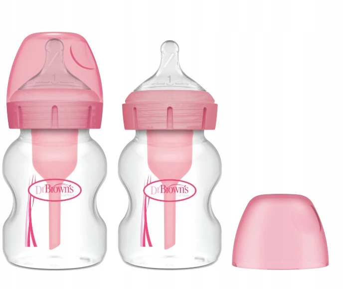 Dr Brown's Dr.Browns WB52601 plataus kaklo buteliukas 150ml PP OPTIONS PLUS 2 pakuotė rožinė