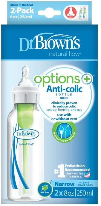 Dr Brown's Dr.Brown's Anticolic buteliukas Options + siauras 2x250ml plastikas
