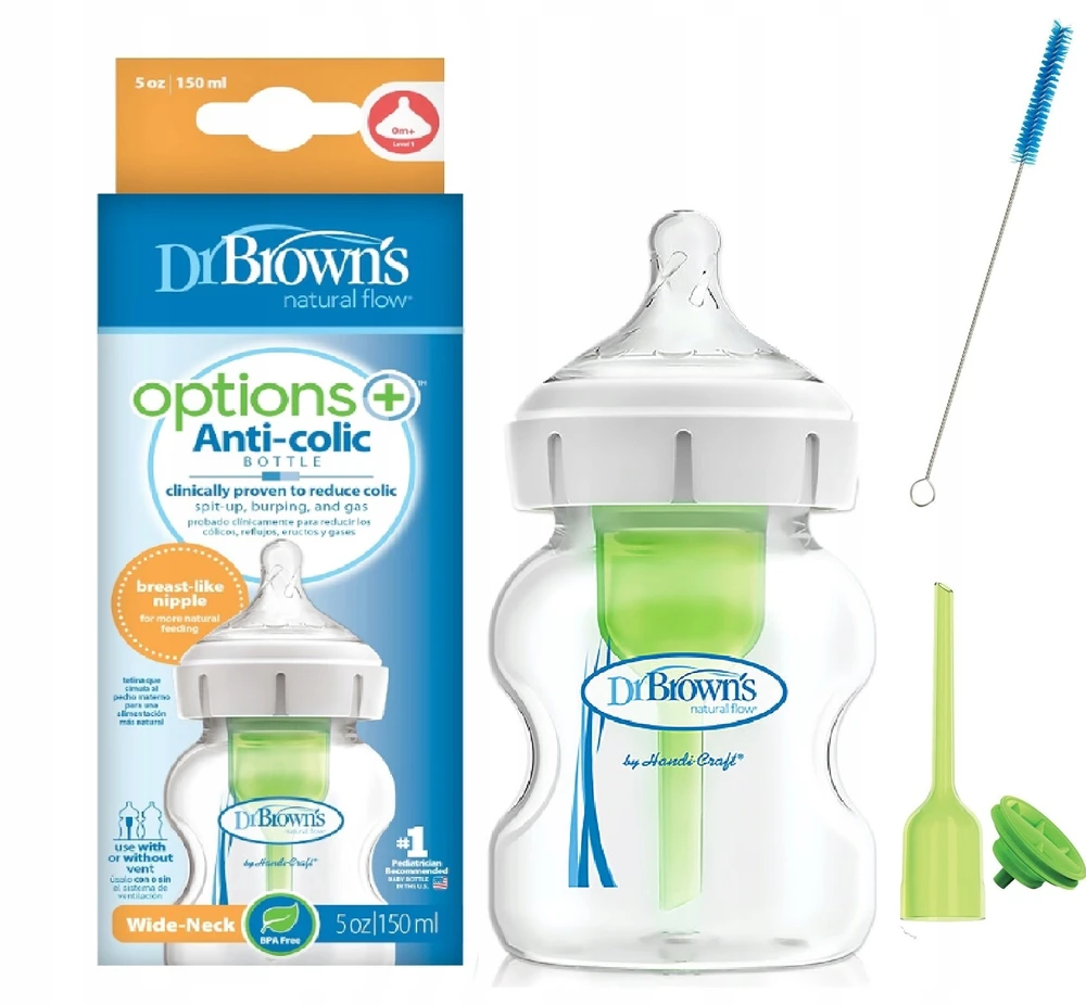 DR BROWN'S OPTIONS+ ANTICOLIKAS BUTELĖLIS PLATUS 150ml 0m+