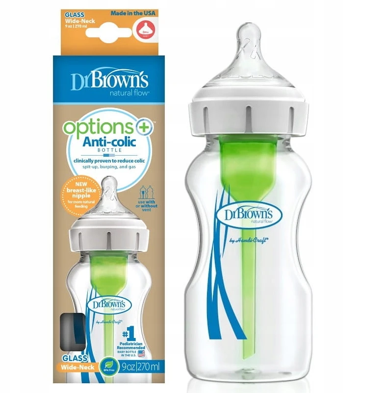 DR BROWN'S SZKLANA Buteliukas ANTYKOLKOWA DO KARMIENIA SZEROKA OPTIONS+ 270ml