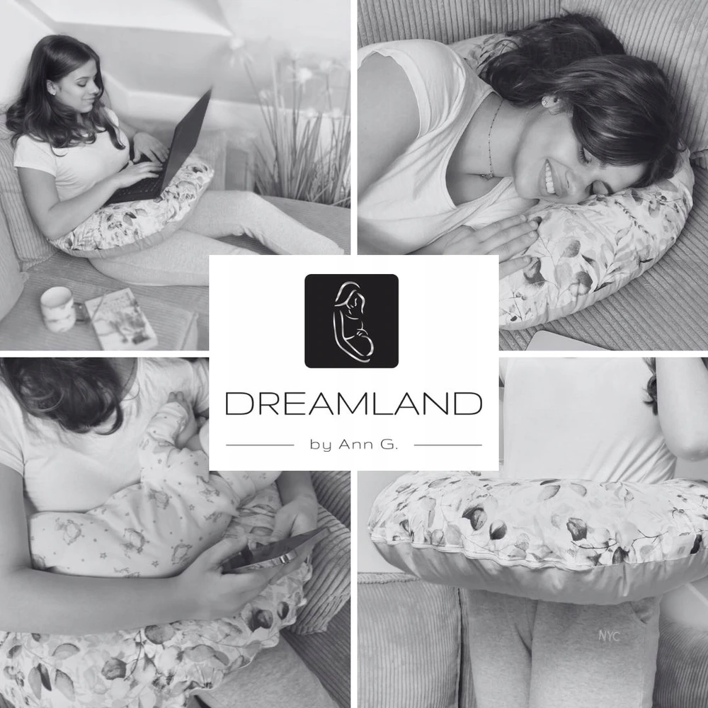 Dreamland Medic Šėrimo pupelės kruasanas vandeniui atspari pagalvė višta XXL su pagalvės užvalkalu
