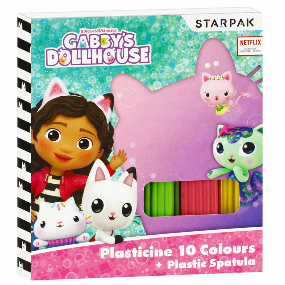 DreamWorks Koci domek Gabi plastelina falista ze szpatułką komplektas 10 kolorów