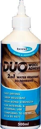 Drėgmei atsparūs medienos klijai KIILTO 33, medžiui, popieriui, kartonui klijuoti, 750 ml