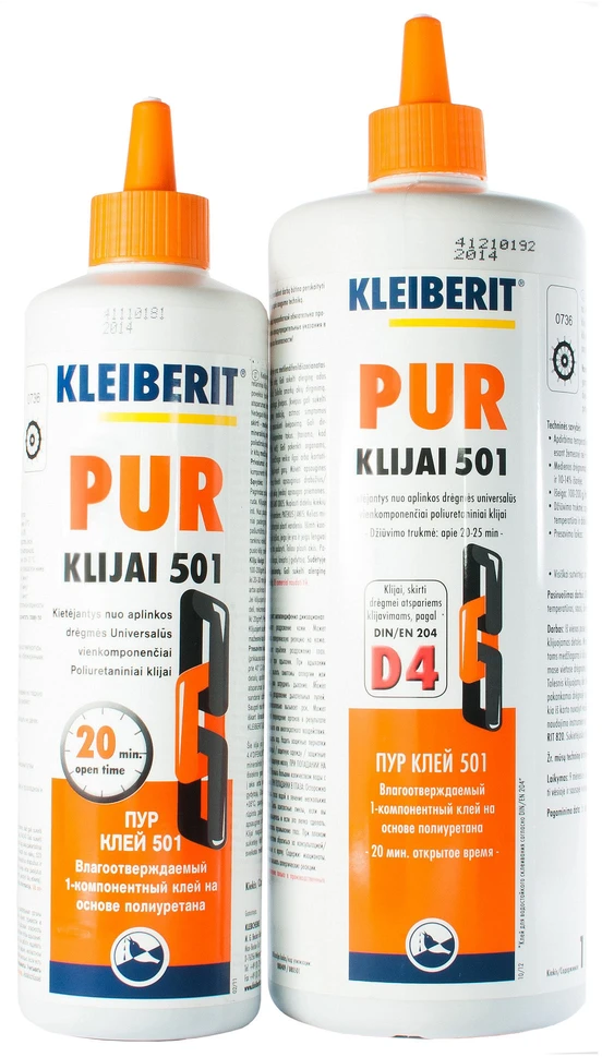 Drėgmei atsparūs medienos klijai KIILTO 33, medžiui, popieriui, kartonui klijuoti, 750 ml