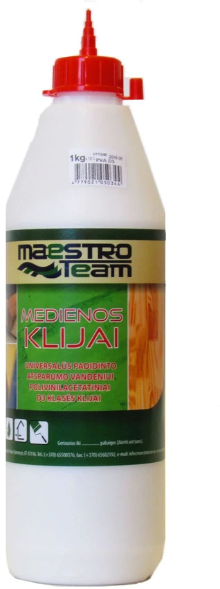 Drėgmei atsparūs medienos klijai KIILTO 33, medžiui, popieriui, kartonui klijuoti, 750 ml