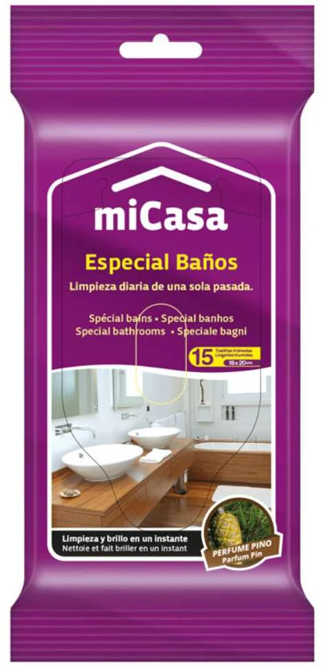 Drėgnos servetėlės vonios kambariui Micasa 15vnt.