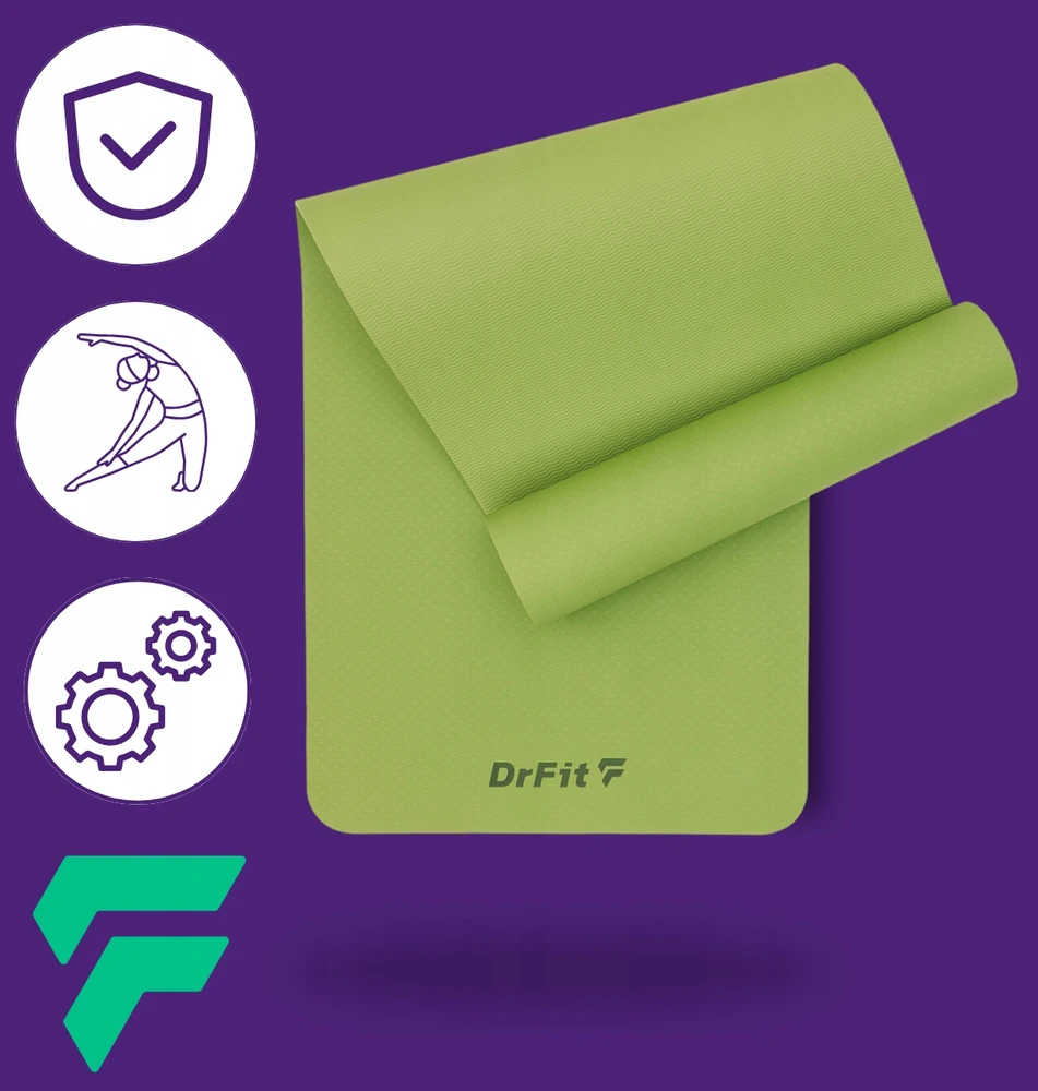 DrFit TPE mankštos kilimėlis fitnesui ir pilatesui, patvarus ir neslystantis