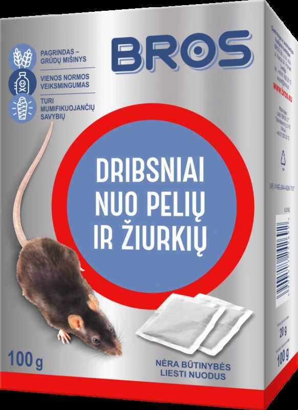 BROS Dribsniai nuo pelių ir žiurkių 50g