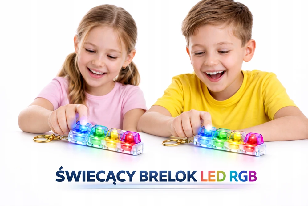 Drobiazgarnia Antistresinis Clicker Keychain Fidget 4 jungikliai Clicker LED apšvietimo klaviatūra