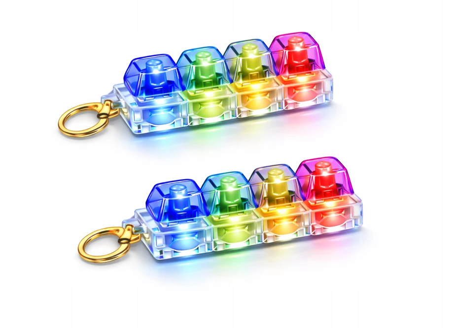 Drobiazgarnia Antistresinis Clicker Keychain Fidget 4 jungikliai Clicker LED apšvietimo klaviatūra