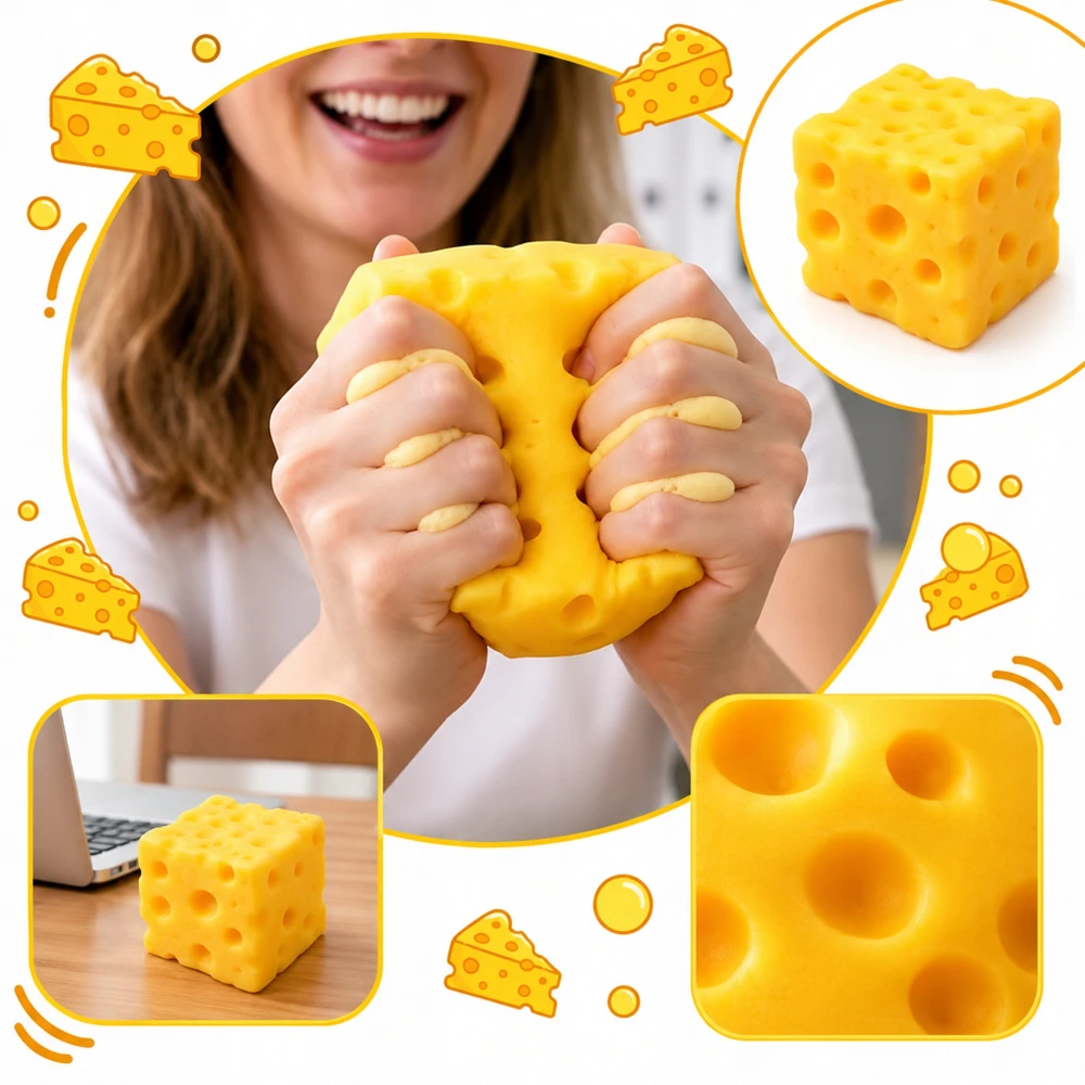 Drobiazgarnia Gniotek Cheese XXL Antistresinis Squishy Sensory Cheese Squishy Mochi hitas