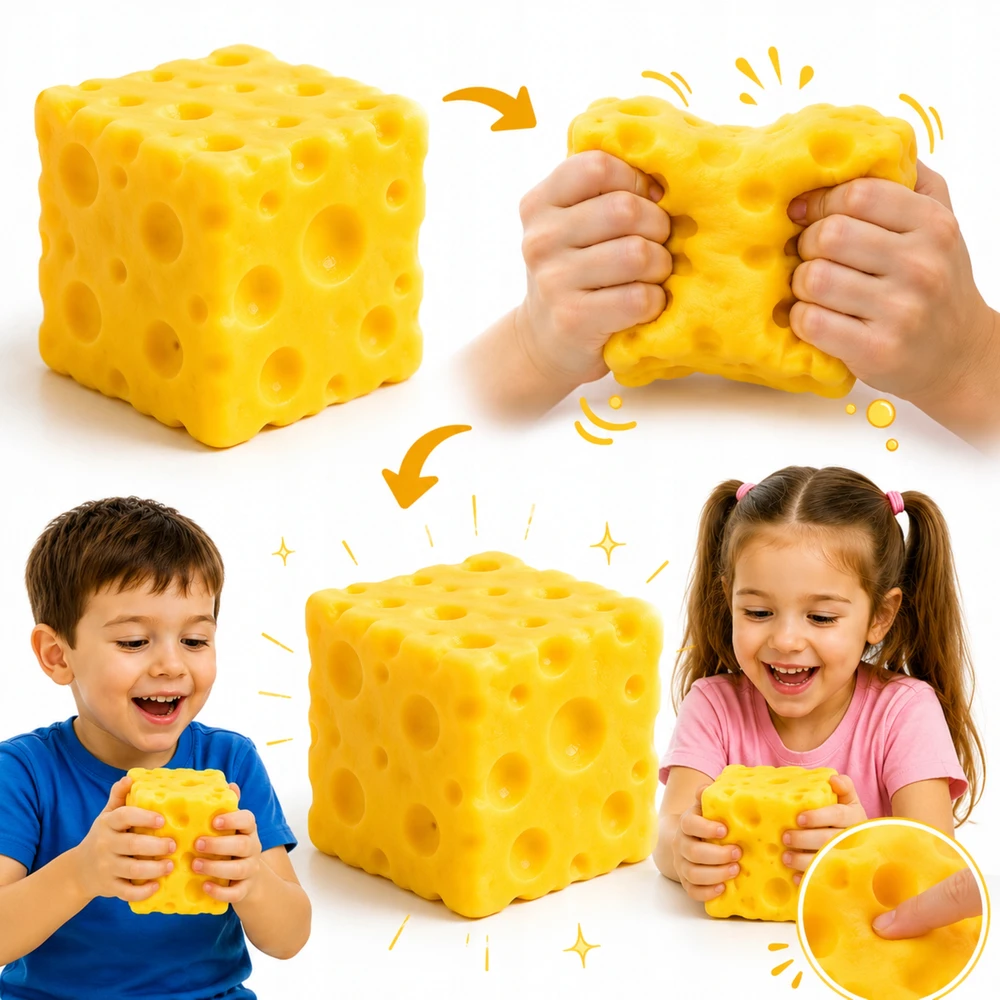 Drobiazgarnia Gniotek Cheese XXL Antistresinis Squishy Sensory Cheese Squishy Mochi hitas