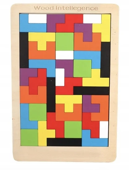 Drobiazgarnia Medinės kaladėlės Tetris Montessori dėlionė 40 vnt. edukacinis galvosūkis