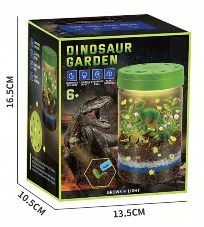 Drobiazgarnia PROJEKTORIUS Dino sodo terariumas su dinozaurų LED lempų augalais