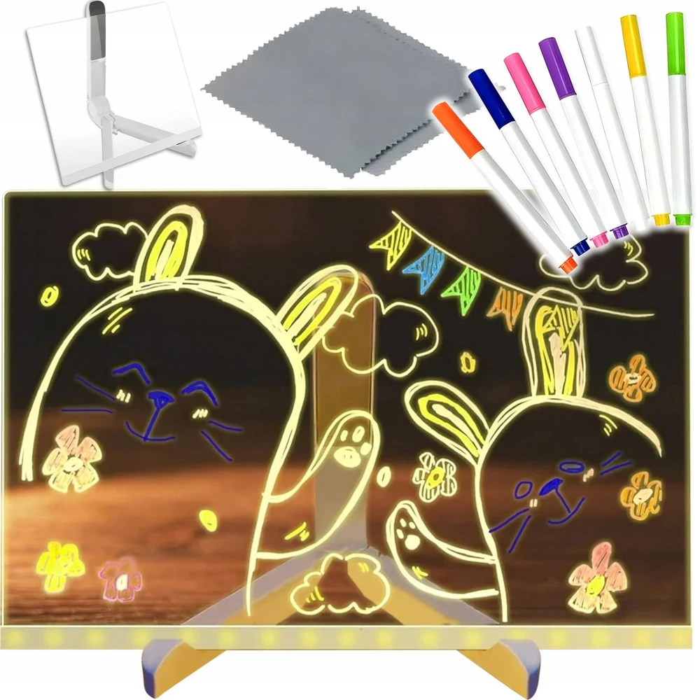 Drobiazgarnia Šviečianti LED SAUSO TRINIMO LENTA VAIKAMS RAŠYTI 30x20 cm
