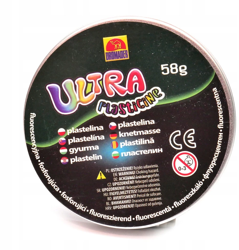 Dromader Magiškas plastilinas, švytintis tamsiai oranžine spalva.