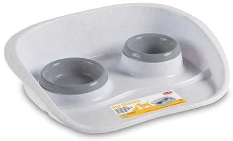 Dubenėliai gyvūnų maistui su laikikliu 46x35x11cm pilka/balta spalva STEFANPLAST