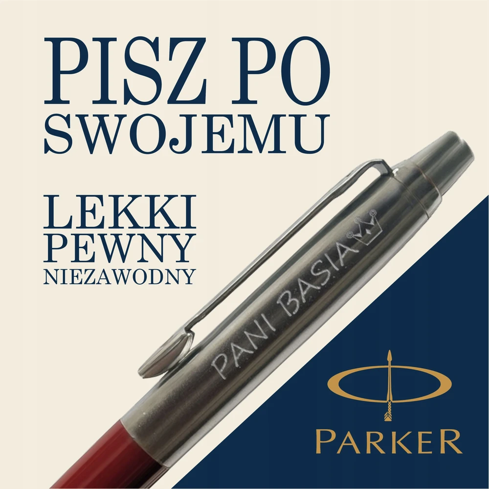 Długopis Parker Jotter su grawerem juoda prezent auksinė tabliczka komplektas